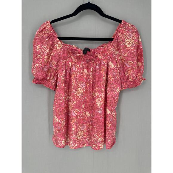 J Crew Top Women XS Pink Floral Cottage Square Neck Flowy Boho Comfy Lightweight - Picture 5 of 7
